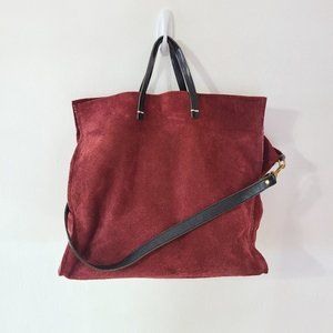 Clare V. Vivier Burgundy Suede Simple Tote Purse Bag